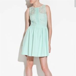 RARE! EUC Zara Trafaluc Pastel Lace Skater A-Line Dress in Mint, S